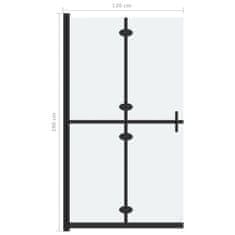 Vidaxl Zložljiva pregrada za tuš mlečno ESG steklo 120x190 cm