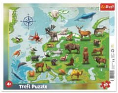 Trefl Puzzle Zemljevid Evrope z živalmi 25 kosov