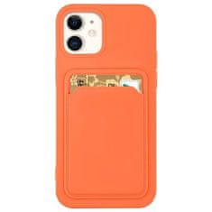 slomart card case silikonska denarnica z režo za kartice dokumenti za iphone 12 pro oranžna