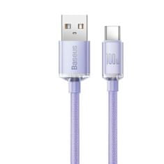 BASEUS Crystal Shine kabel USB / USB-C 5A 100W 1.2m, vijolična