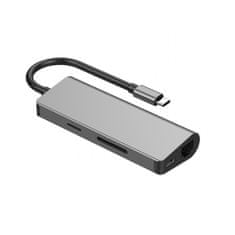 CABLEXPERT Adapter USB-C 5-v-1 2xUSB, HDMI, LAN, PD, čitalec kartic