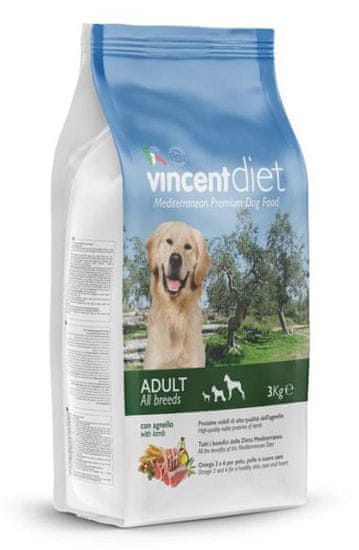 Vincent Diet hrana za odrasle pse, jagnjetina, 3 kg