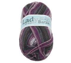 Preja LADY de Luxe BATIK - 100 g / 238 m - bela, vijolična, siva