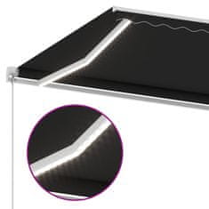 Vidaxl Ročno zložljiva tenda z LED lučkami 450x350 cm antracitna