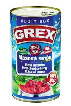 GREX mesna mešanica za pse v pločevinkah 1280g