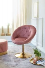 Bruxxi Vrtljivi fotelj Alvin, žamet, roza