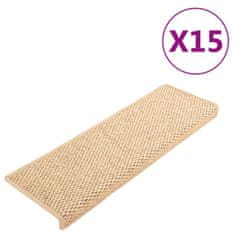 Vidaxl Samolepilne preproge za stopnice sisal 15 kosov 65x25 cm bež