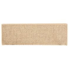 Vidaxl Samolepilne preproge za stopnice sisal 15 kosov 65x25 cm bež