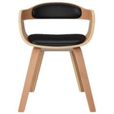 Vidaxl Jedilni stol 2 kosa črn ukrivljen les in umetno usnje