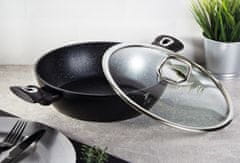 Berlingerhaus Ponev WOK s pokrovom in marmornato površino 30 cm Black Silver Collection BH-7113