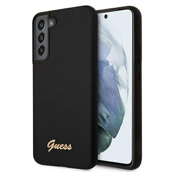 Guess GUHCS22MLSLMGBK S22+ S906 črn/črn trdi ovitek Silikonski napis Kovinski logotip