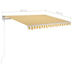 Vidaxl Avtomatska tenda LED + senzor 300x250 cm rumeno/bela