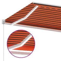 Vidaxl Ročno zložljiva tenda z LED lučmi 400x300 cm oranžna in rjava