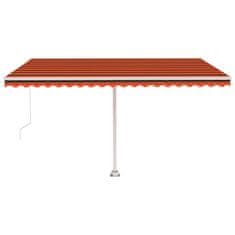 Vidaxl Ročno zložljiva tenda z LED lučmi 400x300 cm oranžna in rjava