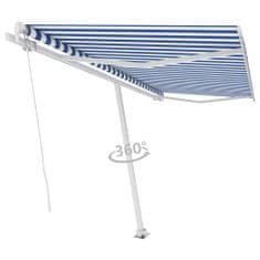 Vidaxl Prostostoječa ročno zložljiva tenda 400x300 cm modra/bela