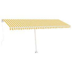 Vidaxl Prostostoječa ročno zložljiva tenda 500x350 cm rumena/bela