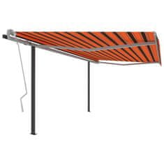 Vidaxl Ročno zložljiva tenda s stebrički 4,5x3,5 m oranžna in rjava