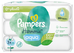 Pampers Harmonie Aqua otroški čistilni robčki, 3 x 48 kosov, 144 robčkov 