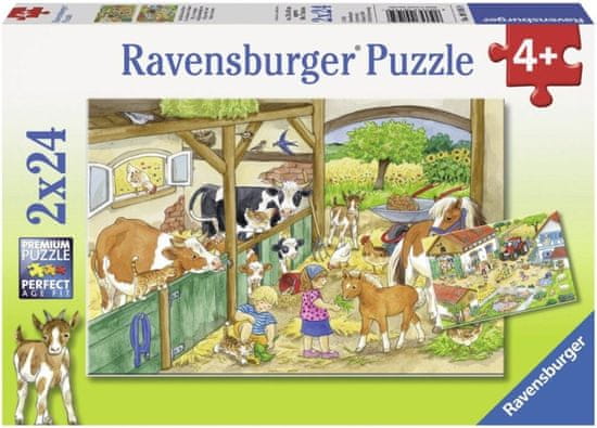 Ravensburger Puzzle Dan na kmetiji 2x24 kosov