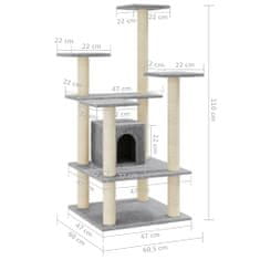 Greatstore Mačje drevo s praskalniki iz sisala svetlo sivo 110 cm