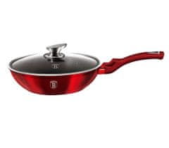 Berlingerhaus WOK ponev s pokrovom z marmornato površino 28 cm Burgundija Metallic Line