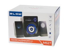 Blow MS-27 računalniški zvočniki, 2.1 Stereo, USB, microSD, Bluetooth, Radio FM, LED osvetlitev, črni (ZV-BL-PC-MS27-66378) - rabljeno