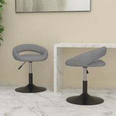 Vidaxl Vrtljivi namizni stoli, 2 kosa, svetlo sive barve, oblazinjeni z žametom