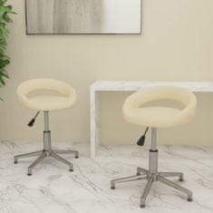 Vidaxl Vrtljivi namizni stoli, 2 kosa, krem, oblazinjeni z umetnim usnjem