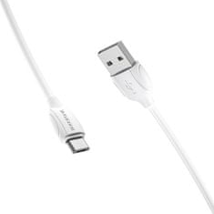 Borofone X19 podatkovni kabel, MicroUSB-USB, 1 m, 2.4 A, bel