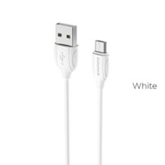 Borofone X19 podatkovni kabel, MicroUSB-USB, 1 m, 2.4 A, bel