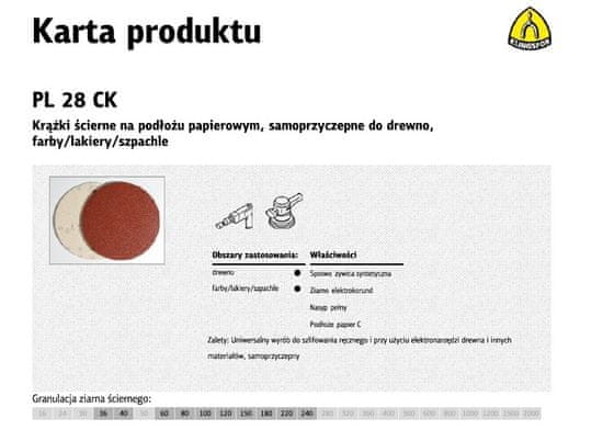 KLINGSPOR Samolepilni abrazivni disk 125Mm Pl28Ck Gr.180 /50 kosov.