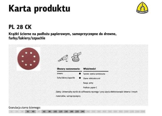 KLINGSPOR Samolepilni brusilni disk 125mm PL28CK gr.220 GLS5 8 lukenj /50 kosov