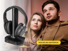 Trevi FRS 1580 brezžične naglavne TV Hi-Fi slušalke, 2x slušalke in polnilna postaja, baterija, do 30m (TRE-SLU-FRS1580)