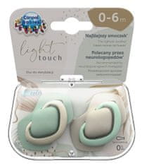 Canpol babies Light Touch set simetričnih silikonskih dud, 0 - 6 m, zelen