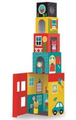 Petit collage Stolp iz kock 1-2-3 hiške z liki