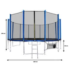 Aga Sport Pro Trampolin 460 cm Modra + zaščitna mreža + lestev + žep za obutev