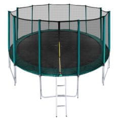 Aga Sport Pro Trampolin 500 cm Temno zelena + zaščitna mreža + lestev + žep za čevlje