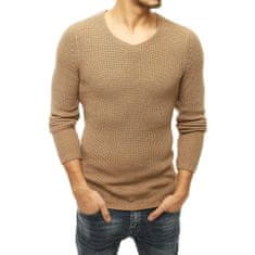 Dstreet Moški pulover s polnim zadrgom rjave barve wx1591 XL