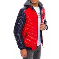 Dstreet Stilska moška zimska prešita jakna s kapuco STREET rdeče in modre barve tx3847 3XL