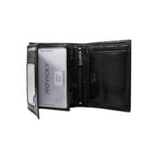 Rovicky Črna usnjena moška denarnica s ključavnico proti kraji CE-PR-N4-BSR-VT.51_288980 Univerzalni