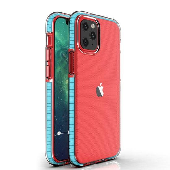 slomart spring case prozoren tpu gel zaščitni ovitek s pisanim okvirjem za iphone 13 mini svetlo moder