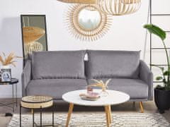 Beliani Žametni 3-sedežni kavč sive barve MAURA