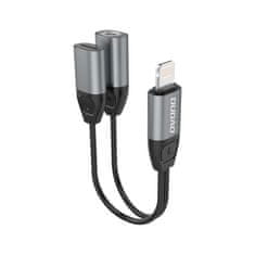 slomart dudao adapter za slušalke adapter iz lightninga v lightning + 3,5 mm mini jack za glasbo in polnjenje siva (l17i+ siva)