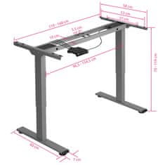 tectake Višinsko nastavljivo podnožje za pisalno mizo Melville 110 168 x 60 x 70 119 cm Siva