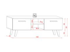 Furnitura TV omarica NORD bela skandinavski dizajn, 140 cm