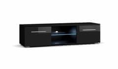 Furnitura TV omarica ELARA črna visoki sijaj 140 cm + LED 