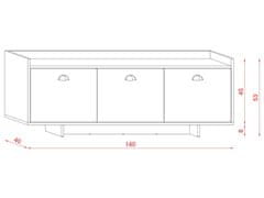 Furnitura TV OMARICA KORI grafit + starani les 140 CM