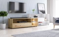 Furnitura TV omarica ROK 2 240 cm HRAST+BELA z LED osvetlitvijo