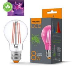 VIDEX LED sijalka za rast rastlin "grow lamp" E27 8W PPF 14 µmol/s