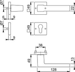 Hoppe Austin 1769/843KV/843KVS F9714M PZ garnitura z rozeto, aluminij, črna